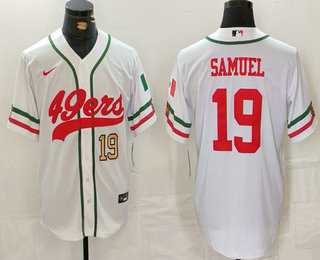 Men%27s San Francisco 49ers #19 Deebo Samuel Number White Mexico Cool Base Stitched Baseball Jersey